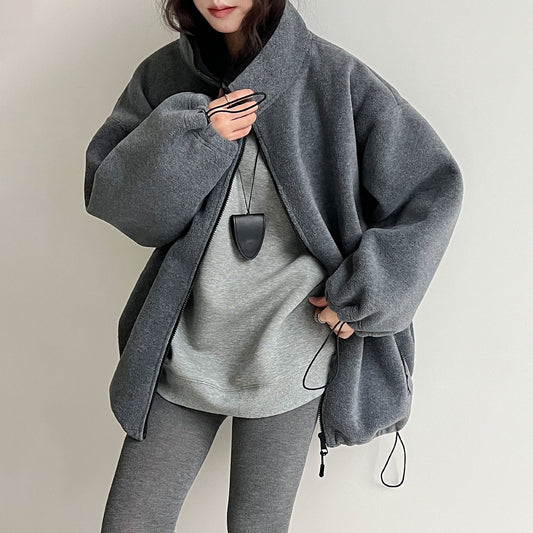 【アウター】韓国風 ふんわり ダブルフリース ゆったり 秋冬 スウェットジャケット レディース【JZシリーズ】