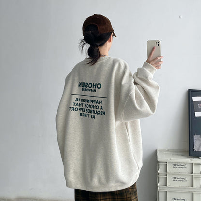 【トップス】立体ロゴデザイン 裏起毛スウェット レディース 秋冬 ゆったり クルーネック プルオーバー パーカー【FCシリーズ】