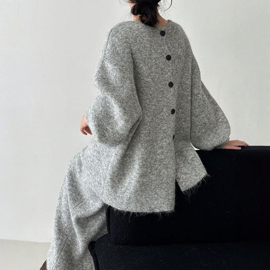 【セットアップ】春 秋 冬 バックボタンニット セーター + スカート 2点上下セット 【JZシリーズ】