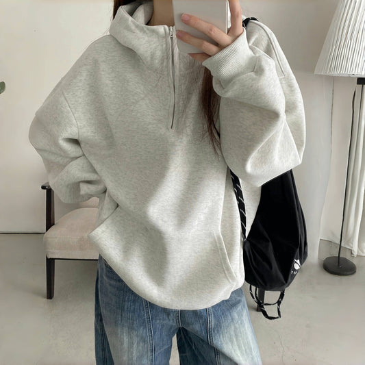 【トップス】アメカジ風ホワイトパーカー♡春秋にぴったりなオーバーサイズスウェット【FCシリーズ】【15～20日内発送】