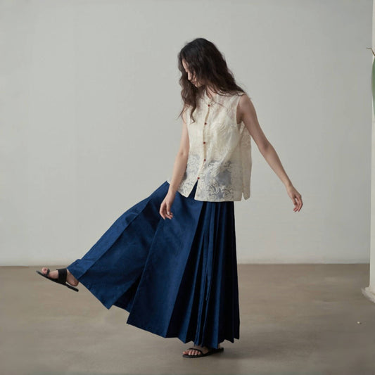 【ボトムス】夏 新中華風 ジャカード刺繍フラワー柄 馬面スカート 【SHシリーズ】