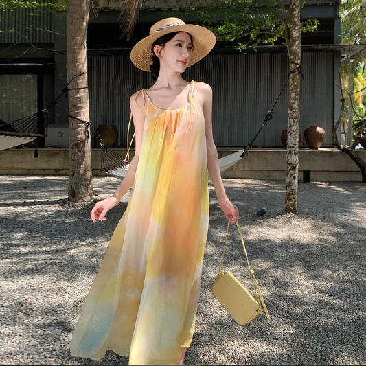 【ワンピース】グラデーションキャミソールワンピース レディース 夏 ロング丈 リラックスシルエット リゾート風【SHシリーズ】