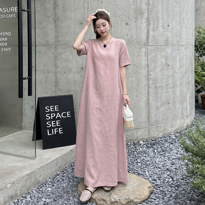 【ワンピース】ロングTシャツワンピース レディース 夏新作 半袖 無地 体型カバー リラックスシルエット ミモレ丈【JZシリーズ】