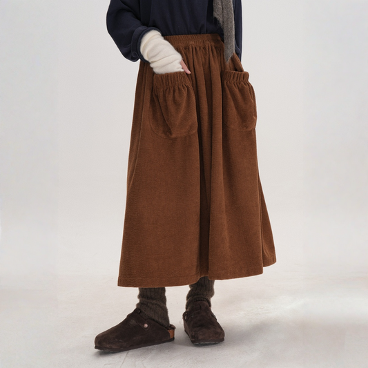 【ボトムス】ゴムウエスト コーデュロイ ハイウエストスカート 【JZシリーズ】