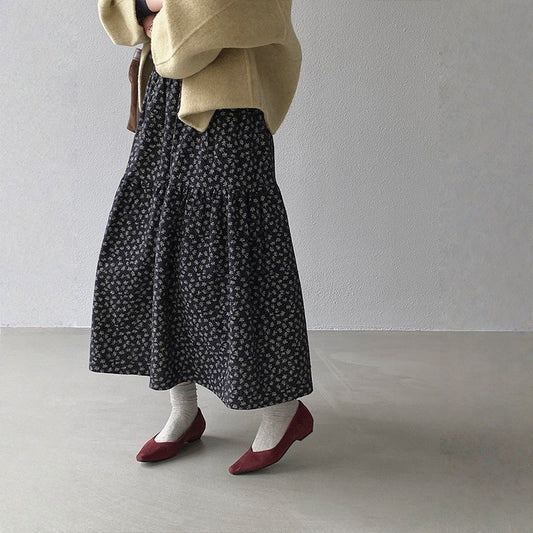 【ボトムス】フレア 春 秋 冬 ハイウエスト 小花柄  スカート 【JZシリーズ】