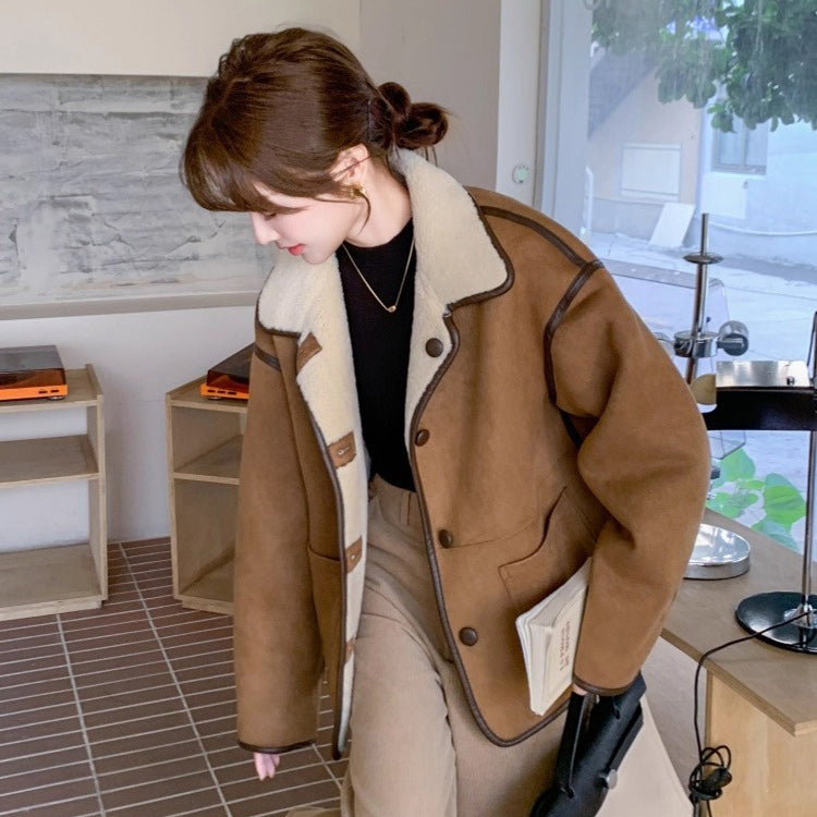 【アウター】リバーシブル仕様 スエード調×ボア コート 冬新作 レディースジャケット【JZシリーズ】