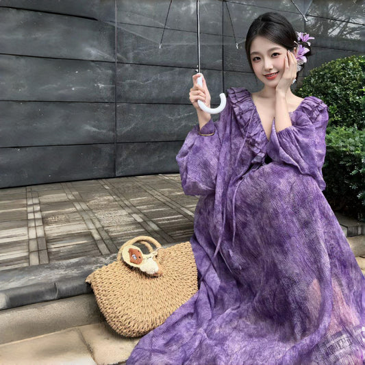 【ワンピース】フリル 海外トレンド 人気 合わせやすい 長袖ワンピース【SHシリーズ】