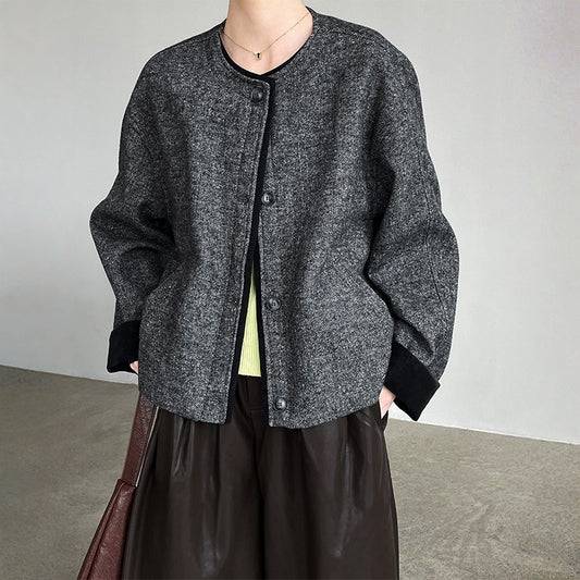 【アウター】春 秋 冬 クルーネック 切替 ジャケット 【JZシリーズ】