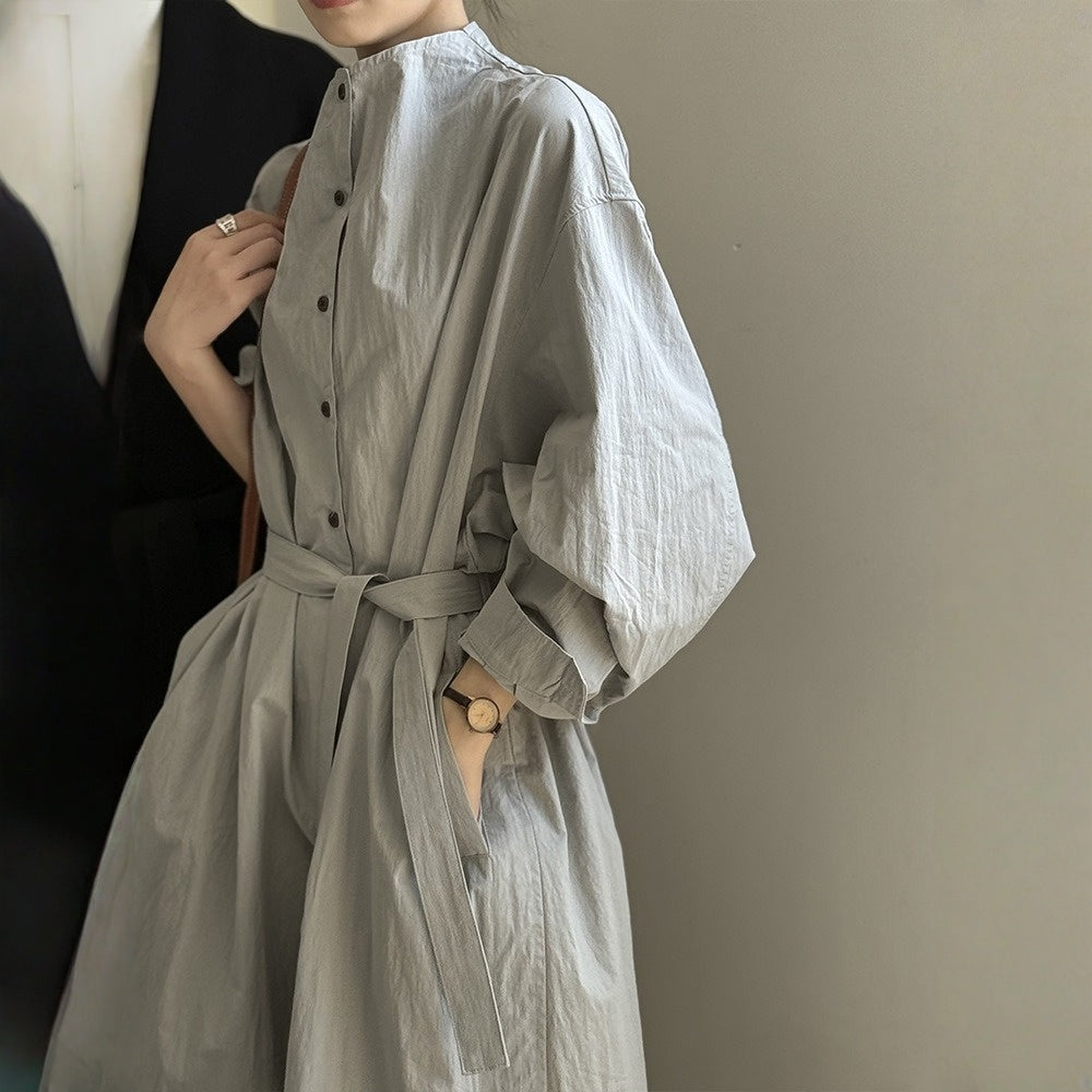 【ワンピース】春 秋 冬 レトロ フレンチ風 ベルト付き ロング丈 長袖 ワンピース 【JZシリーズ】