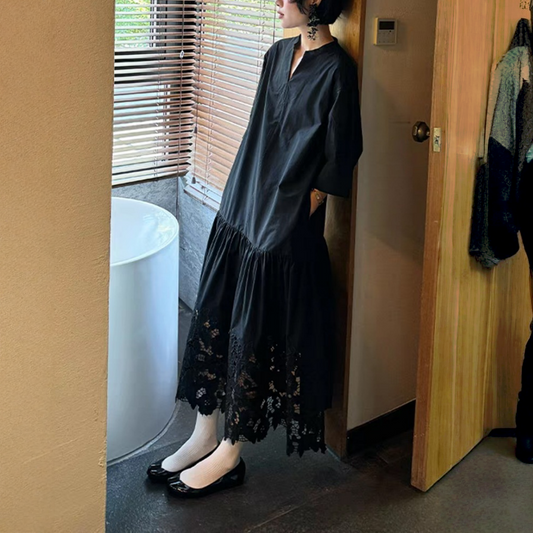 【ワンピース】春 秋 夏 レース 透かし彫り 着痩せ効果 高級感 半袖 ワンピース 【JZシリーズ】