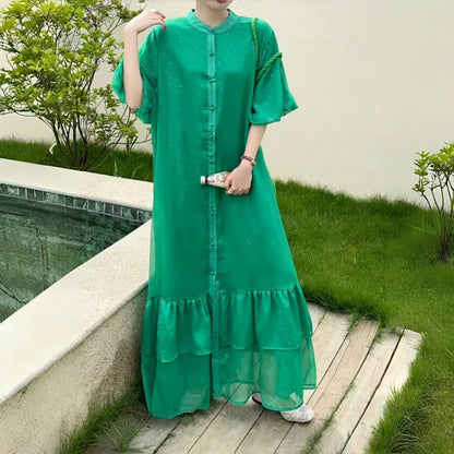 全10色【ワンピース】高品質＆体型カバー◎ ゆったりシルエット 半袖ワンピース 大きいサイズ レディース