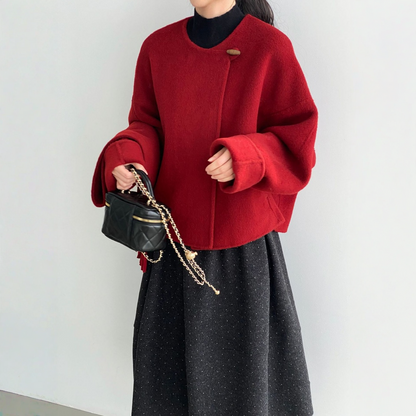 【アウター】ダブルフェイス 上品な雰囲気 小柄さん向け ウール コートジャケット 【JZシリーズ】