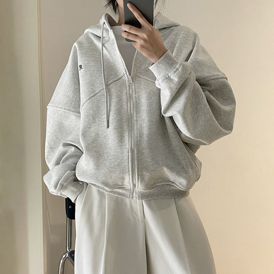 【アウター】韓国風 カジュアル スウェットジャケット レディース ゆったりシルエットで体型カバー 着心地抜群【JZシリーズ】