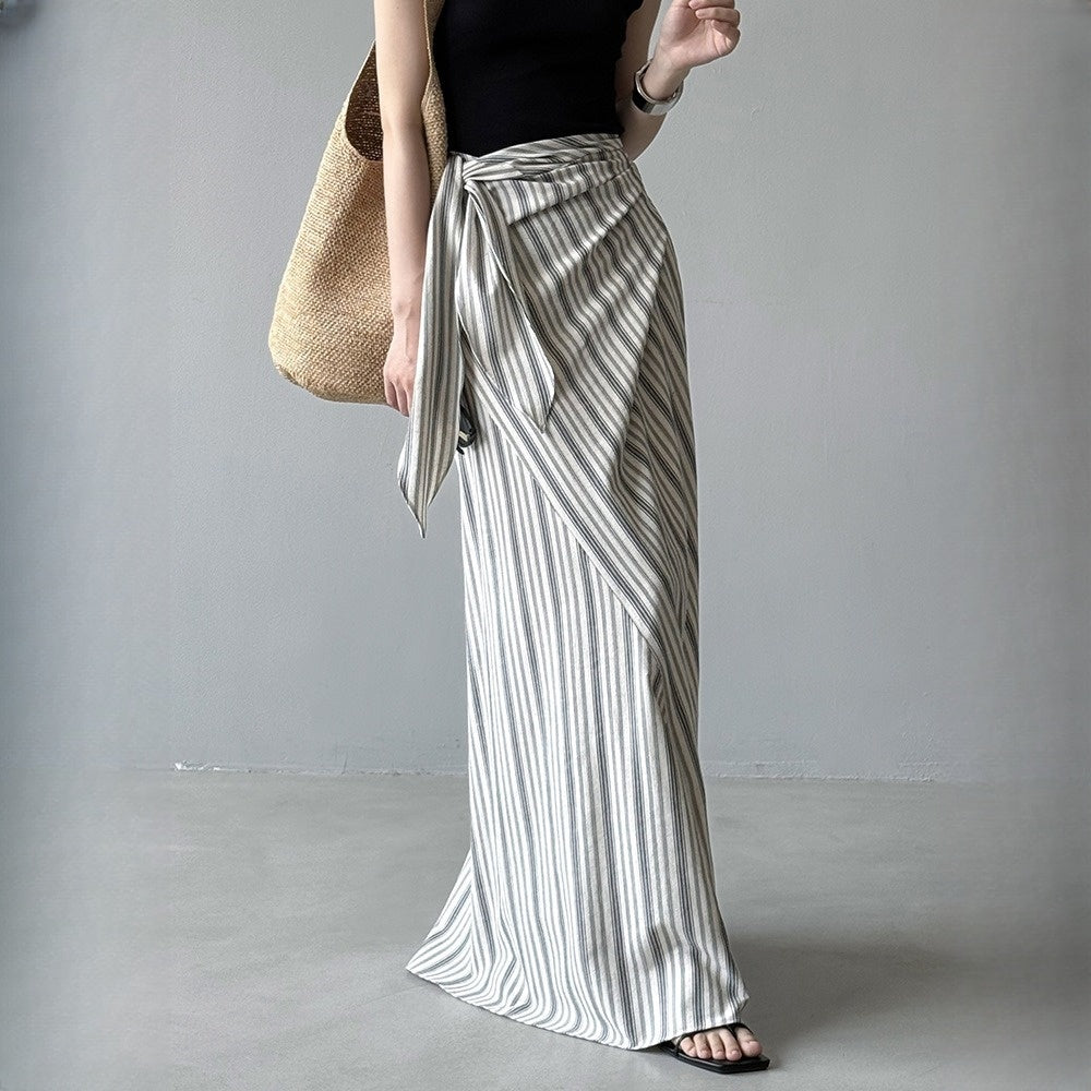 【来年夏再販】【ボトムス】夏 リゾート風 ウエストリボン Aライン スカート 【SNシリーズ】