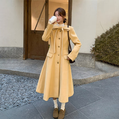 【アウター】リボン付き ウエストシェイプ 秋冬 シンプルで美しい デザイン コート【JZシリーズ】