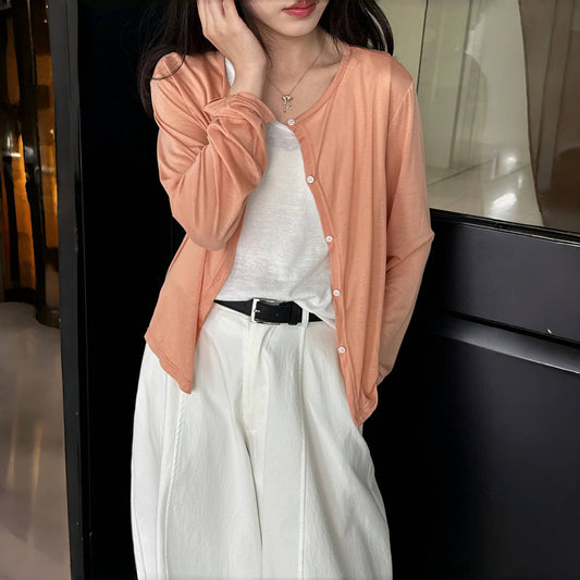 【アウター】夏 春 秋 テンセル 日焼け止め 涼やか カーディガン【SNシリーズ】