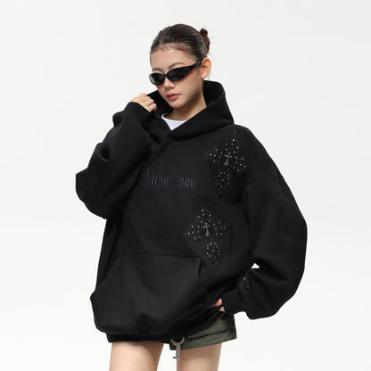 【トップス】✨刺繍デザイン フーディー ストリート風 オーバーサイズ スウェット レディース パーカー【FCシリーズ】