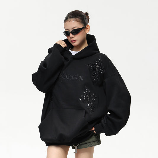 【トップス】✨刺繍デザイン フーディー ストリート風 オーバーサイズ スウェット レディース パーカー【FCシリーズ】