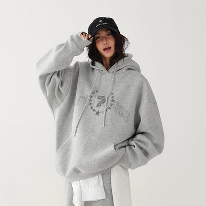 【トップス】秋冬新作 高見えロゴ×ゆるシルエット 体型カバー フード付きパーカー【FCシリーズ】