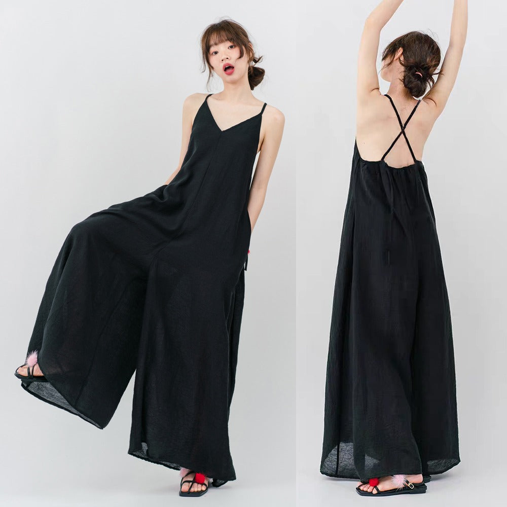 【ボトムス】ミニマルでおしゃれなオーバーサイズ 夏用 ゆったり涼しい キャミソールオールインワン