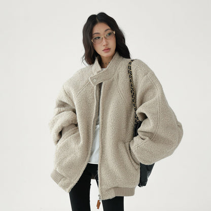 【アウター】ふわもこ×高見え⭐スタンドカラー 綿入れコート レトロ ゆったり中綿ジャケット 【FCシリーズ】