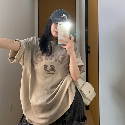 【トップス】【10～15日内発送】夏新作 アメリカンヴィンテージ風 ロゴプリント 綿100％ 半袖Tシャツ【FCシリーズ】