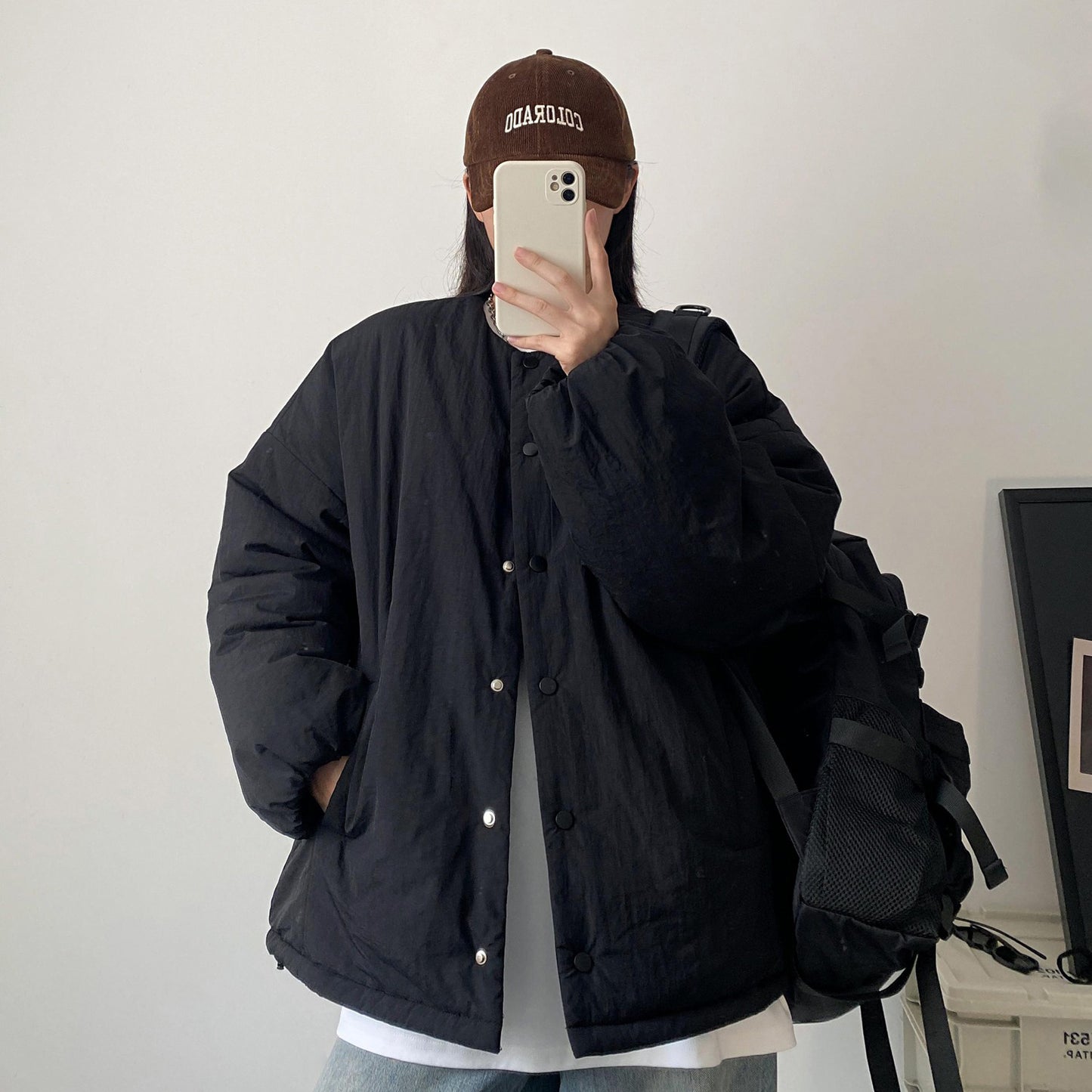 【アウター】 秋冬 ゆったり あったか 綿入れコート 丸首 中綿ジャケット【FCシリーズ】