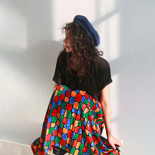 【ボトムス】レトロ シフォン ミモレ丈 スカート 韓国風 着回し シンプル ハイウエスト 体型カバー【SHシリーズ】