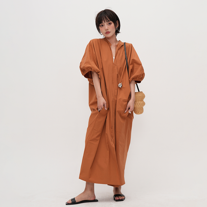 【ワンピース】夏 デザイン感溢れる プルオーバー ゆったりシルエット バカンス風半袖ワンピース【JZシリーズ】