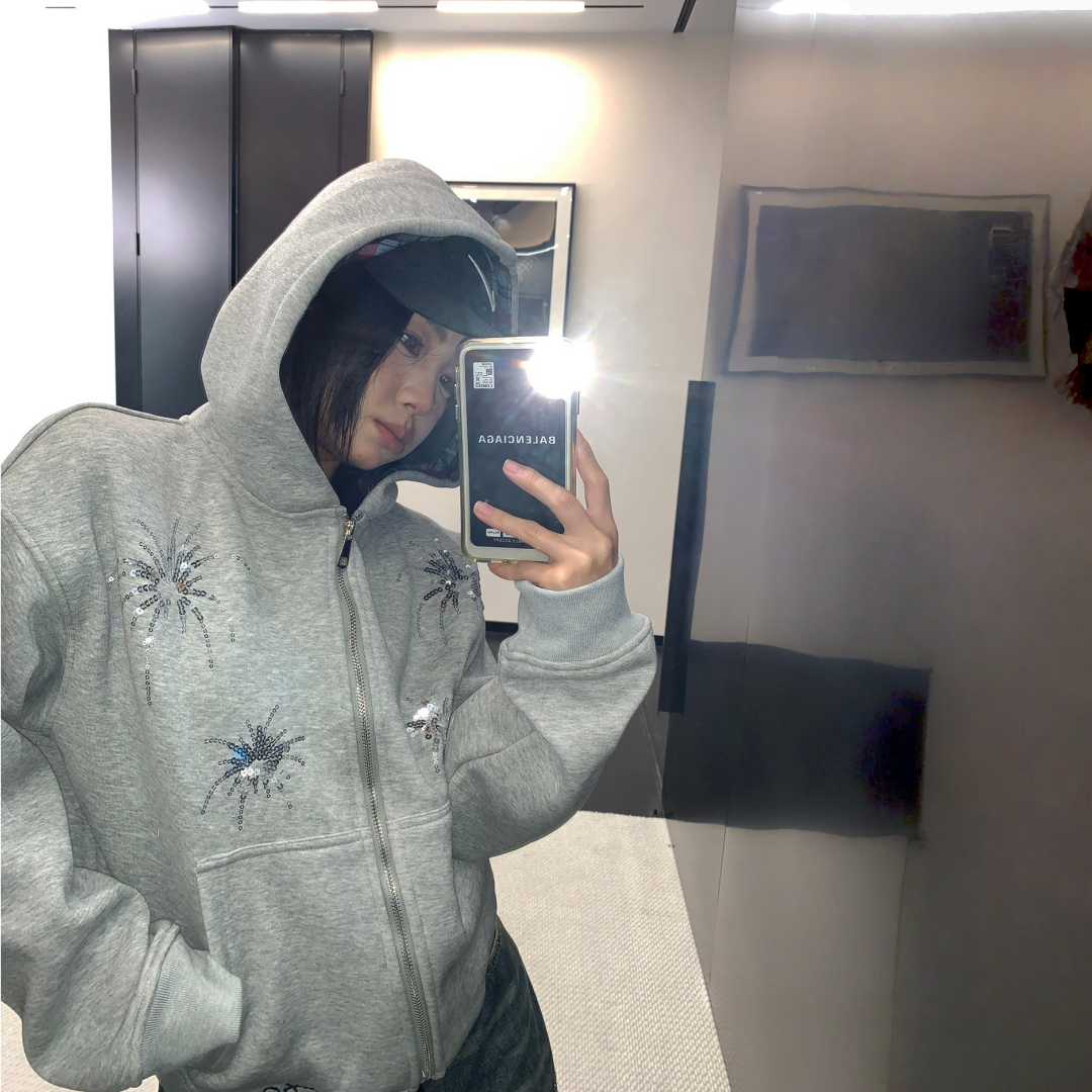 【アウター】刺繍 レトロ スパンコール ショート丈 フード付き ジャケット 【FCシリーズ】