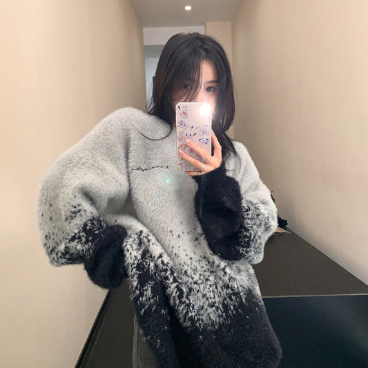 【トップス】グラデーションソフトふわニット レディース ゆったり感たっぷり暖かい セーター【FCシリーズ】