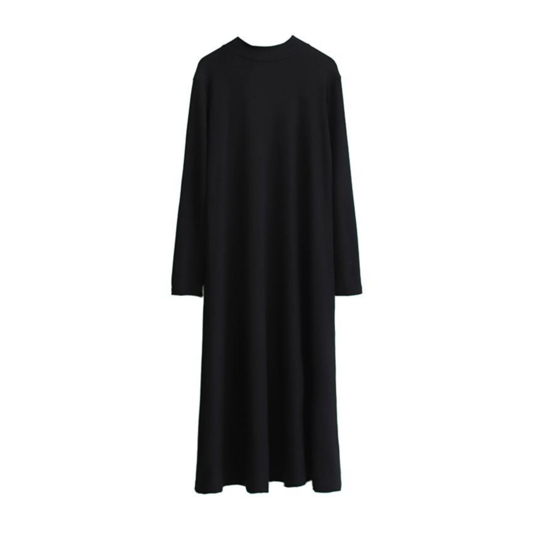 【ワンピース】春秋冬 合わせやすい シンプル ハイネック 長袖 ワンピース 【SNシリーズ】