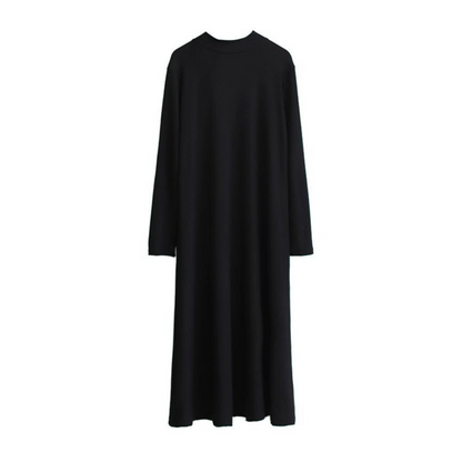 【ワンピース】春秋冬 合わせやすい シンプル ハイネック 長袖 ワンピース 【SNシリーズ】