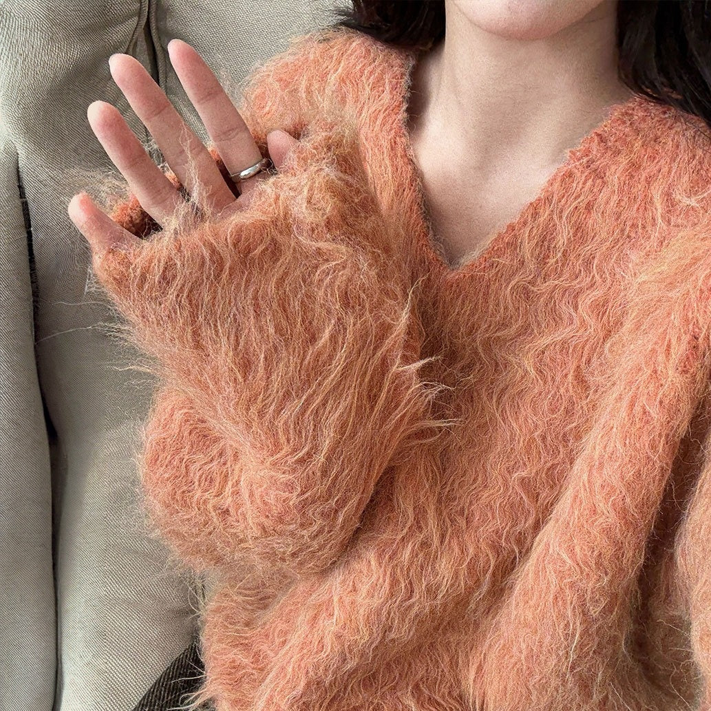 【トップス】もちもち 起毛 Vネック 春 秋 冬 リラックス感 セーター 【JZシリーズ】