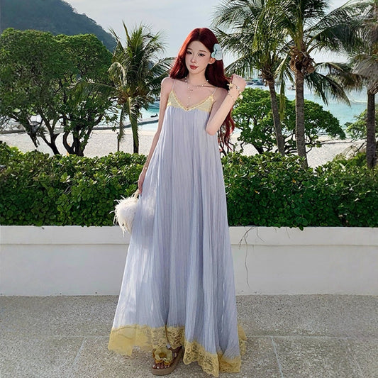 【ワンピース】ドーパミンブルー キャミソール ギャザー ワンピース  【SHシリーズ】