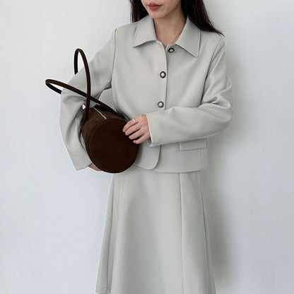 【アウター】韓国風 シャネル風 ジャケット+ プリーツスカート 2点上下セット 【JZシリーズ】