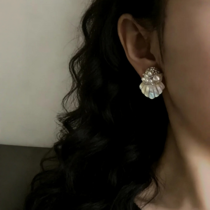 【グッズ】【🌊マーメイドパーティー】天然シェル ハンドメイドビーズ 個性的なギフト 軽奢ヴィンテージ風 ピアス / イヤリング 【JZシリーズ】