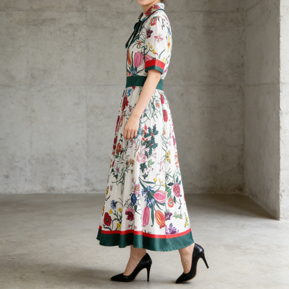 【ワンピース】夏新作 フレンチレトロ 人気半袖モデル リボン付き ウエストマーク 百褶 花柄 シフォン ワンピース レディース
【SHシリーズ】