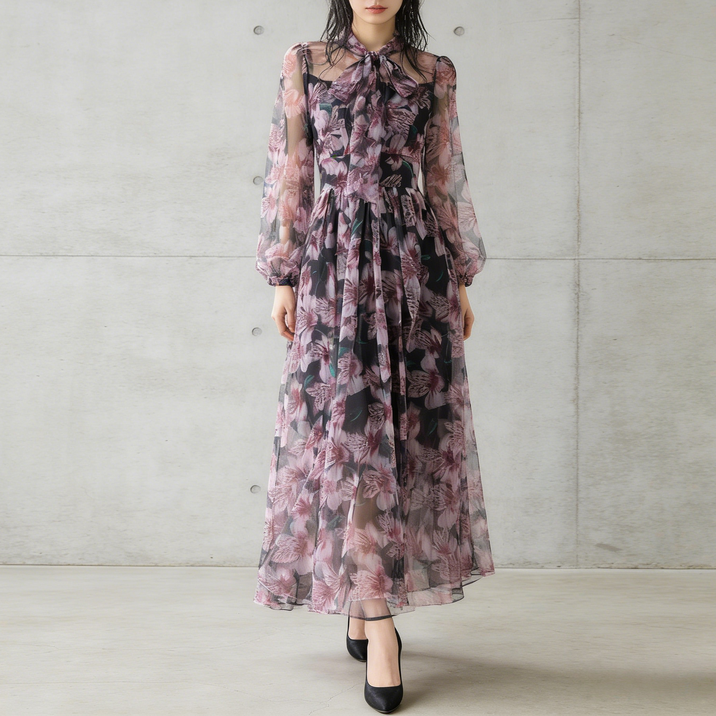 【ワンピース】エレガント 軽やか シフォン フェミニン リゾートワンピース 【SHシリーズ】