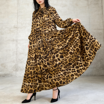 【ワンピース】プリントVネック お腹周りカバー フリル 長袖 ワンピース 【SHシリーズ】