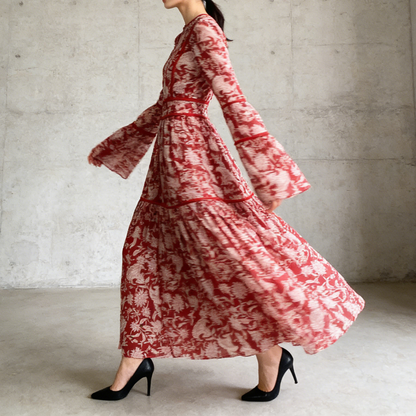 【ワンピース】大人エレガント♡フレンチレトロ 長袖 フリルワンピース｜ウエストマークで細見え【SHシリーズ】