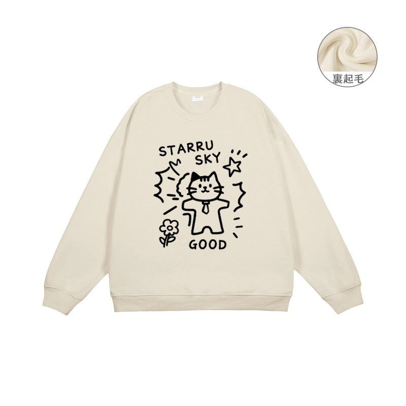 全7色【トップス】🐾子猫柄 クルーネック スウェット ユニセックス 秋冬 ゆったり かわいい パーカー【FCシリーズ】