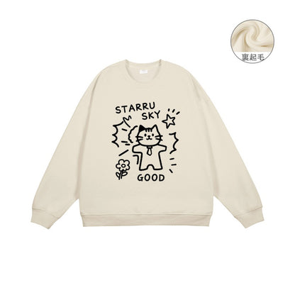 全7色【トップス】🐾子猫柄 クルーネック スウェット ユニセックス 秋冬 ゆったり かわいい パーカー【FCシリーズ】