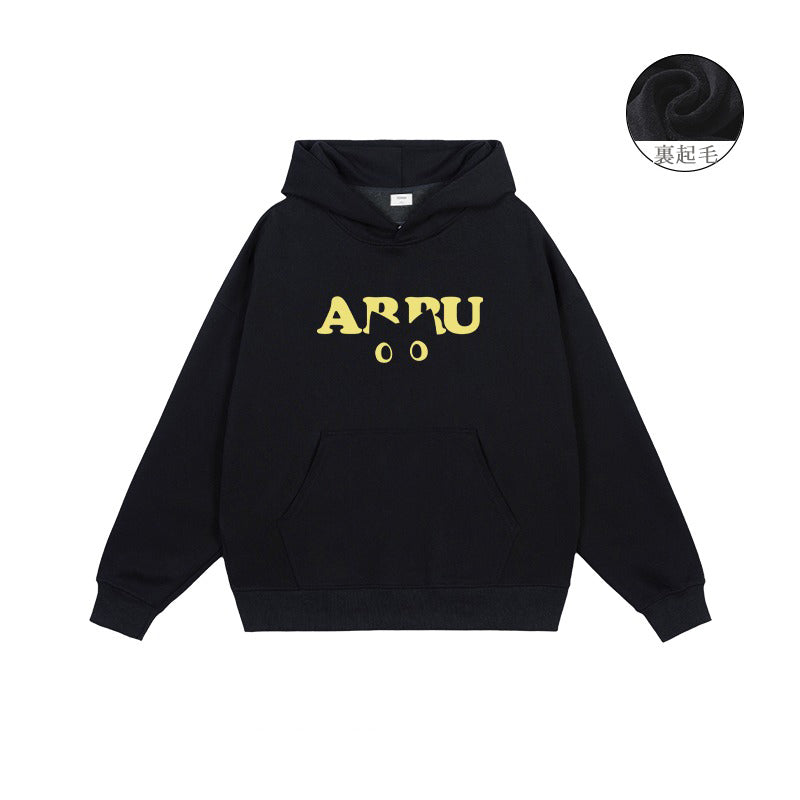 全7色【トップス】👀猫プリント キャットアイ パーカー 秋冬 ユニセックス ペア着用OK ストリート【FCシリーズ】