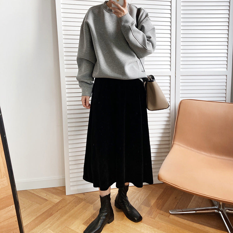 【24AW】【ボトムス】ゴールドベルベット Aライン 軽やかで大人な雰囲気 スカート【SNシリーズ】