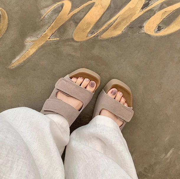 【シューズ】夏 厚底 ダブルマジックテープ 外履き対応 ビルケンサンダル