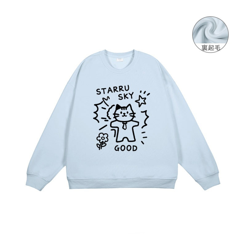 全7色【トップス】🐾子猫柄 クルーネック スウェット ユニセックス 秋冬 ゆったり かわいい パーカー【FCシリーズ】