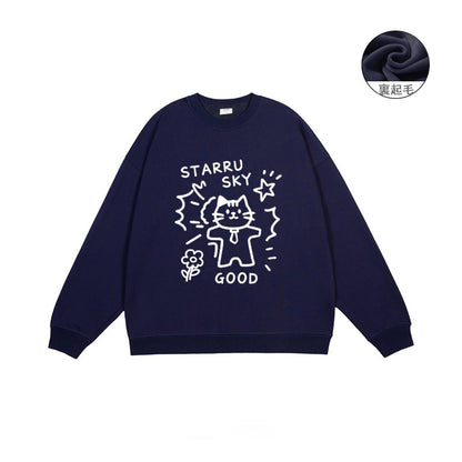 全7色【トップス】🐾子猫柄 クルーネック スウェット ユニセックス 秋冬 ゆったり かわいい パーカー【FCシリーズ】