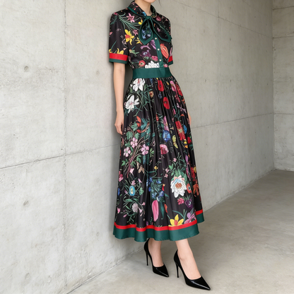 【ワンピース】夏新作 フレンチレトロ 人気半袖モデル リボン付き ウエストマーク 百褶 花柄 シフォン ワンピース レディース
【SHシリーズ】