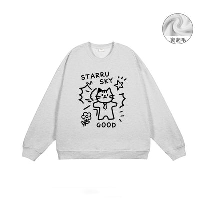 全7色【トップス】🐾子猫柄 クルーネック スウェット ユニセックス 秋冬 ゆったり かわいい パーカー【FCシリーズ】